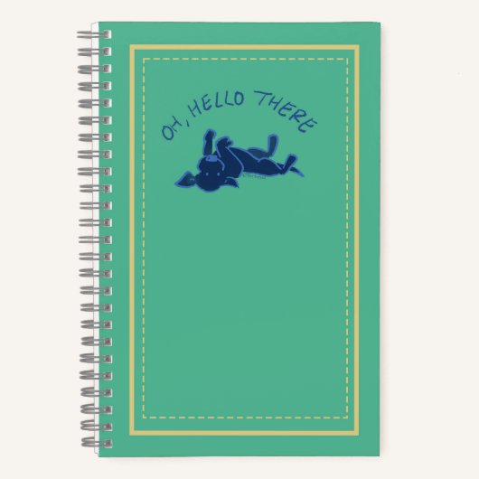 "Oh Hello There"ブラックラボパピーグリーンカスタム ノートブック (正面)