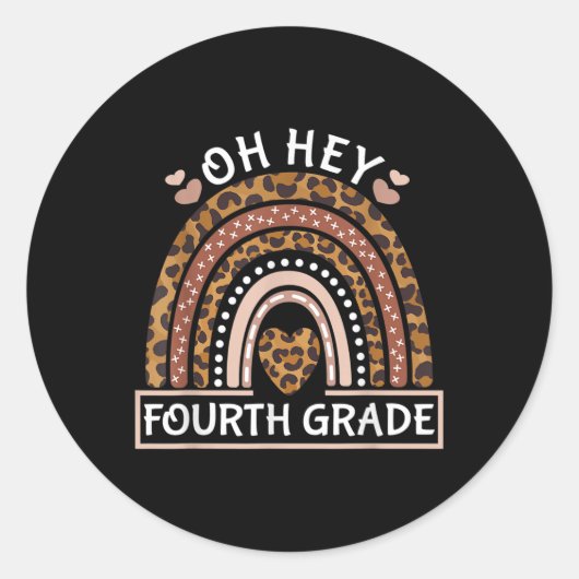 Oh Hey 4th Grade First Day Of School Back To Schoo ラウンドシール (正面)