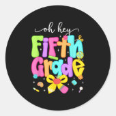 Oh Hey 5th Grade Coquette Bow Happy Back To School ラウンドシール (正面)