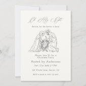 Oh Holy Night Christmas Minimal Nativity Line 招待状 (正面)