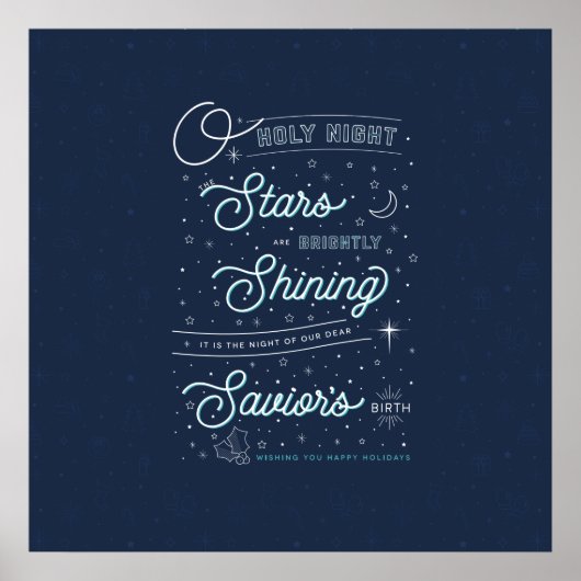 Oh Holy Night Christmas Poster 24x24 /青 ポスター (正面)