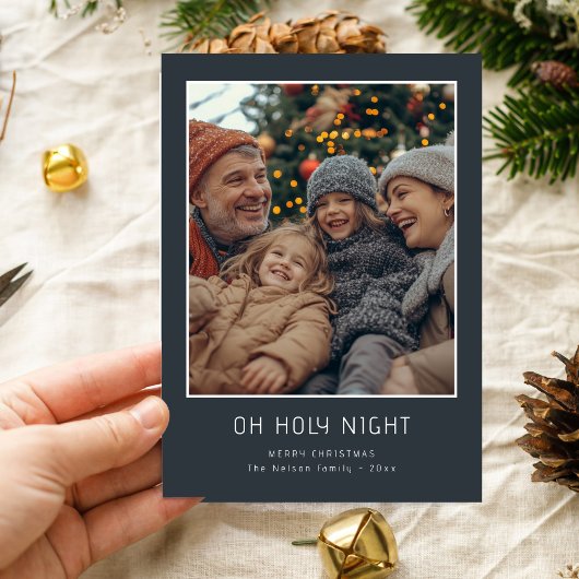 Oh Holy Night Joyful Christian Family Photo シーズンカード