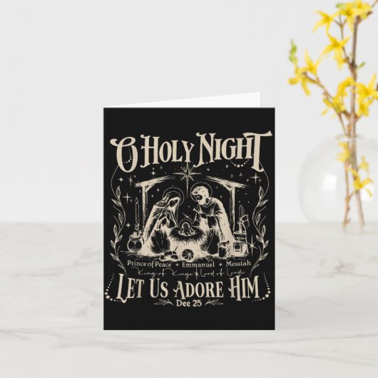 Oh Holy Night Let Us Adore Him Christmas Christian カード (黄色い花)
