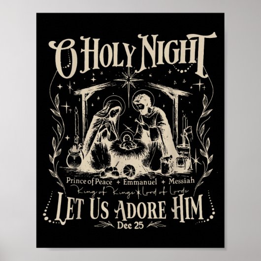 Oh Holy Night Let Us Adore Him Christmas Christian ポスター (正面)