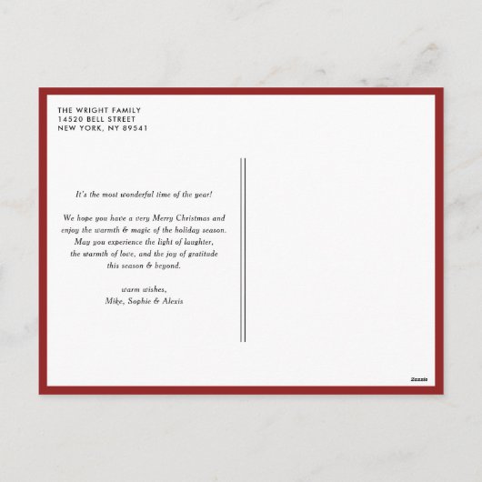 Oh Holy Night Script赤い初めてのクリスマス写真 シーズンポストカード (裏面)