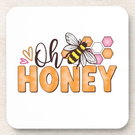 Oh Honey – Sweet Bumblebee & Geometric  コースター (正面)