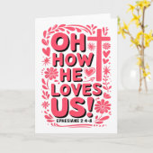 Oh How He Loves Us Boho Valentine Jesus Christian  カード (黄色い花)