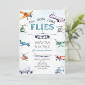 Oh How Time Flies Airplane Birthday 招待状 (スタンド正面)