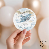 Oh How Time Flies Airplane Birthday Party Favor ラウンドシール