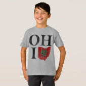 OH IOタイポグラフィオハイオヴィンテージレッドバッキーナット Tシャツ (正面フル)