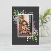 Oh Joyフォトウォーターカラークリスマスグリーティングカード (スタンド正面)