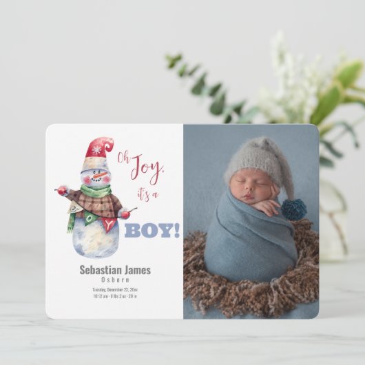 Oh Joy写真男の赤ちゃん誕生発表 案内状 (スタンド正面)