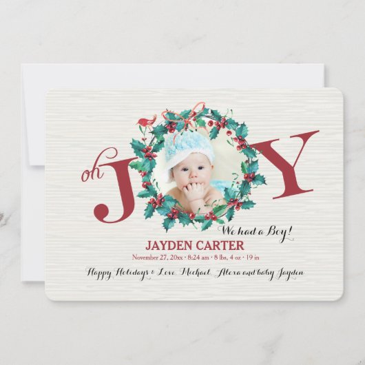 Oh Joy Holiday写真誕生のお知らせ シーズンカード (正面)