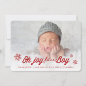 Oh Joy It's A Boy Photo Holiday Birth Announcement シーズンカード (正面)