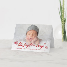 Oh Joy It's A Boy Photo Holiday Birth Announcement シーズンカード