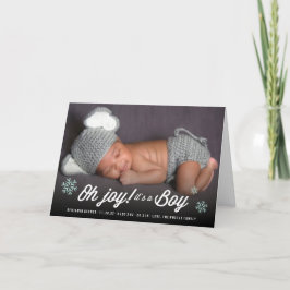 Oh Joy It's A Boy Photo Holiday Birth Announcement シーズンカード