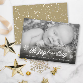 Oh Joy It's A Boy Photo Holiday Birth Announcement シーズンカード