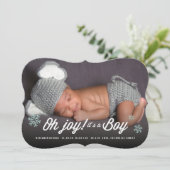Oh Joy It's A Boy Photo Holiday Birth Announcement シーズンカード (スタンド正面)