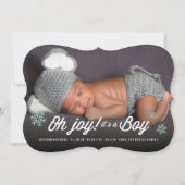 Oh Joy It's A Boy Photo Holiday Birth Announcement シーズンカード (正面)
