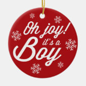 Oh Joy It's A Boy Photo Holiday Birth Announcement セラミックオーナメント (正面)