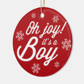 Oh Joy It's A Boy Photo Holiday Birth Announcement セラミックオーナメント (左)