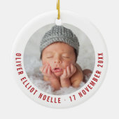 Oh Joy It's A Boy Photo Holiday Birth Announcement セラミックオーナメント (裏面)