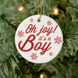 Oh Joy It's A Boy Photo Holiday Birth Announcement セラミックオーナメント