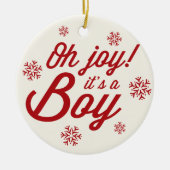 Oh Joy It's A Boy Photo Holiday Birth Announcement セラミックオーナメント (正面)