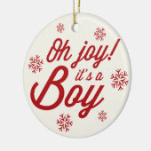 Oh Joy It's A Boy Photo Holiday Birth Announcement セラミックオーナメント (左)