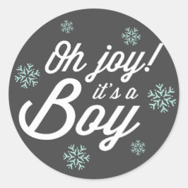 Oh Joy It's A Boy Photo Holiday Birth Announcement ラウンドシール