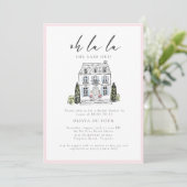 Oh la la フランスのシャレーの花嫁シャワー 招待状 (スタンド正面)