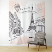 Oh La La Paris backdrop pink french bridal banner タペストリー (インサイチュ)