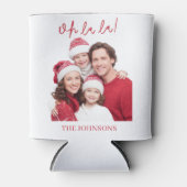 Oh La La Personalized Photo Christmas Can Cooler 缶クーラー (正面)