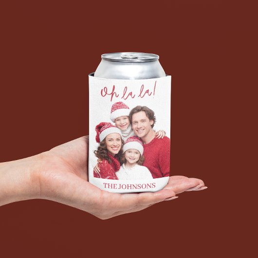 Oh La La Personalized Photo Christmas Can Cooler 缶クーラー