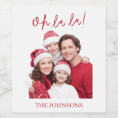 Oh La La Personalized Photo Christmas Wine Label ワインラベル (シングルラベル)