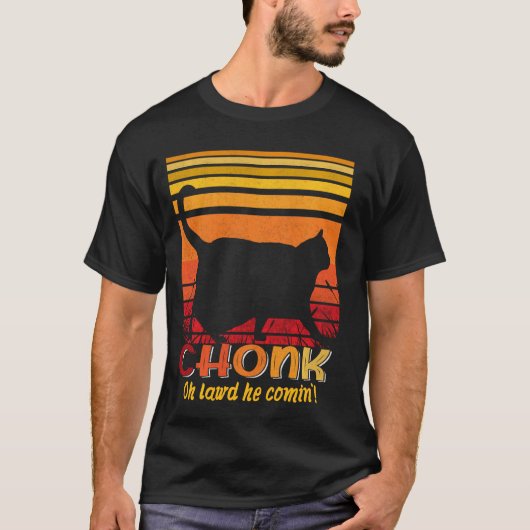 Oh Lord He'来Chonk Scale Catミームミーム Tシャツ (正面)