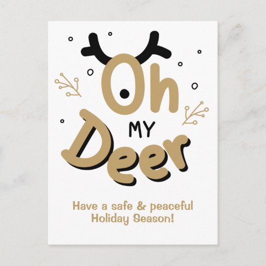 「Oh My Deer」の文字はがきカスタム ポストカード (正面)