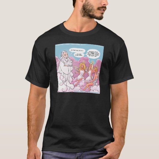 Oh My God (OMG) 天使のテキストが面白い Tシャツ (正面)