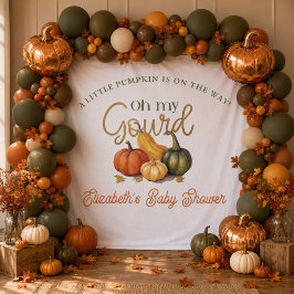 Oh My Gourd パンプキンベビーシャワーファブリックバックドロップ タペストリー