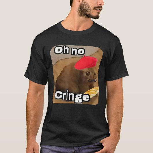Oh No Cringe Cat フランスの Baguette T Internet Cat M Tシャツ (正面)
