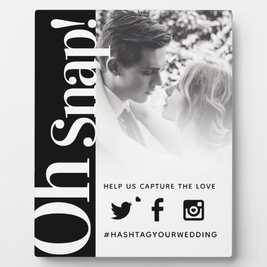 Oh no! Hashtag wedding simple bold text large フォトプラーク (正面)