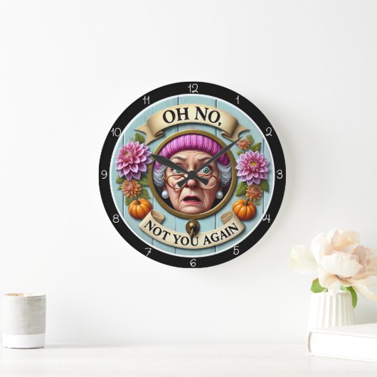 Oh No Not You Again Wall Decor ラージ壁時計 (ホーム)