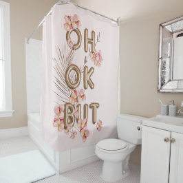 OH OK BUT-トレンディーガーリーローズゴールド花動機 シャワーカーテン
