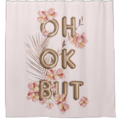 OH OK BUT-トレンディーガーリーローズゴールド花動機 シャワーカーテン (正面)