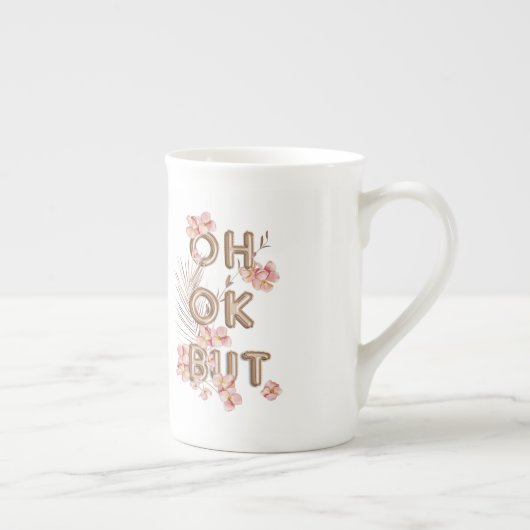 OH OK BUT-トレンディーガーリーローズゴールド花動機 ボーンチャイナマグカップ (右)