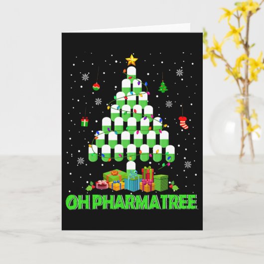 Oh Pharmatree Christmas Tree Pharmacy Medication P カード (黄色い花)