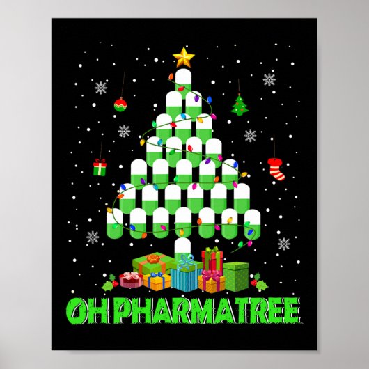 Oh Pharmatree Christmas Tree Pharmacy Medication P ポスター (正面)