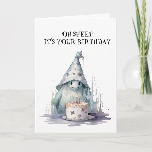 Oh Sheetあなたの誕生日幽霊ハロウィーン カード (正面)