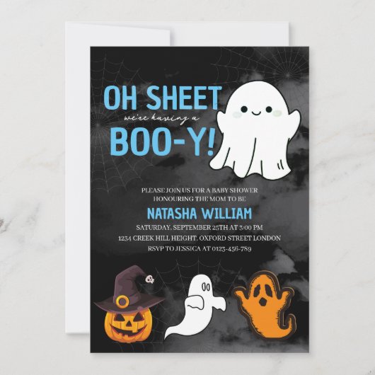 Oh Sheet我々はBoo-y Boyハロウィーンを持っている 招待状 (正面)