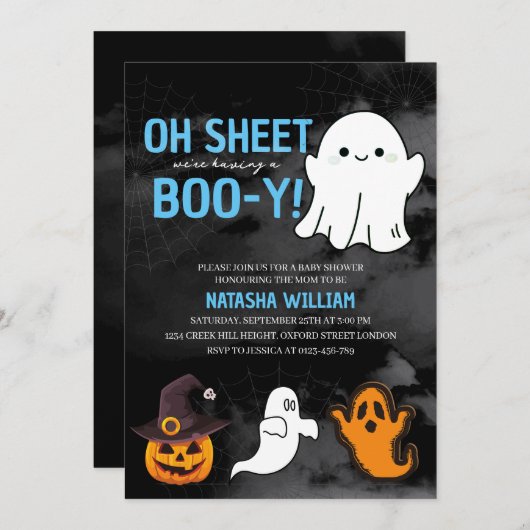 Oh Sheet我々はBoo-y Boyハロウィーンを持っている 招待状 (正面/裏面)